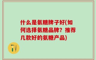 什么是氨糖牌子好(如何选择氨糖品牌？推荐几款好的氨糖产品)