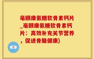 亳颐康氨糖软骨素钙片_亳颐康氨糖软骨素钙片：高效补充关节营养，促进骨骼健康)