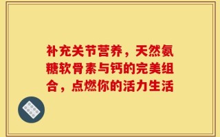 补充关节营养，天然氨糖软骨素与钙的完美组合，点燃你的活力生活