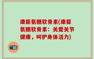 康臣氨糖软骨素(康臣氨糖软骨素：关爱关节健康，呵护身体活力)