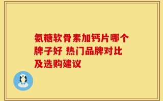 氨糖软骨素加钙片哪个牌子好 热门品牌对比及选购建议