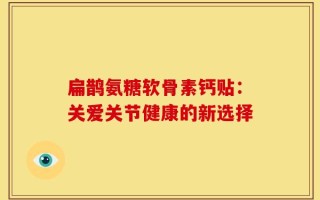 扁鹊氨糖软骨素钙贴：关爱关节健康的新选择
