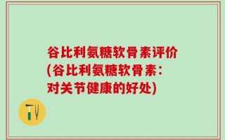 谷比利氨糖软骨素评价(谷比利氨糖软骨素：对关节健康的好处)
