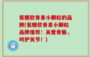 氨糖软骨素小颗粒的品牌(氨糖软骨素小颗粒品牌推荐：关爱骨骼，呵护关节！)
