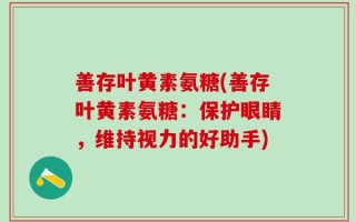 善存叶黄素氨糖(善存叶黄素氨糖：保护眼睛，维持视力的好助手)