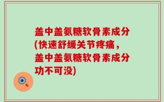 盖中盖氨糖软骨素成分(快速舒缓关节疼痛，盖中盖氨糖软骨素成分功不可没)