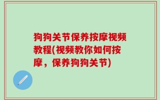 狗狗关节保养按摩视频教程(视频教你如何按摩，保养狗狗关节)