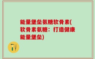 能量堡垒氨糖软骨素(软骨素氨糖：打造健康能量堡垒)
