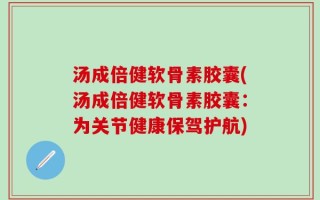 汤成倍健软骨素胶囊(汤成倍健软骨素胶囊：为关节健康保驾护航)