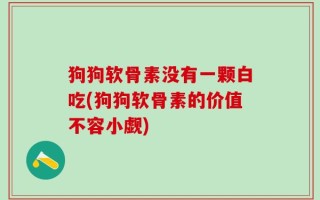 狗狗软骨素没有一颗白吃(狗狗软骨素的价值不容小觑)