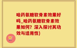 哈药氨糖软骨素效果好吗_哈药氨糖软骨素效果如何？深入探讨其功效与适用性)
