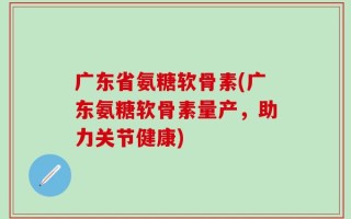 广东省氨糖软骨素(广东氨糖软骨素量产，助力关节健康)