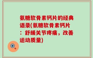 氨糖软骨素钙片的经典语录(氨糖软骨素钙片：舒缓关节疼痛，改善运动质量)