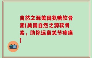 自然之源美国氨糖软骨素(美国自然之源软骨素，助你远离关节疼痛)
