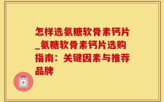 怎样选氨糖软骨素钙片_氨糖软骨素钙片选购指南：关键因素与推荐品牌