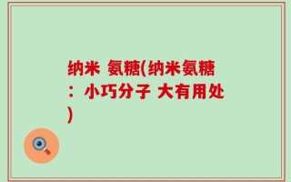 纳米 氨糖(纳米氨糖：小巧分子 大有用处)