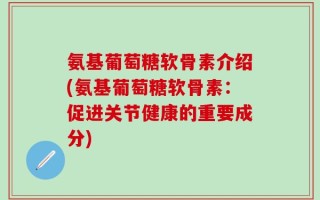 氨基葡萄糖软骨素介绍(氨基葡萄糖软骨素：促进关节健康的重要成分)