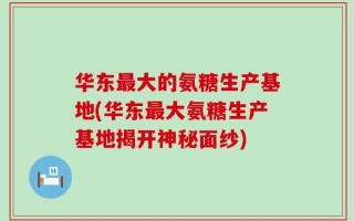 华东最大的氨糖生产基地(华东最大氨糖生产基地揭开神秘面纱)