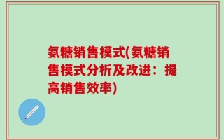 氨糖销售模式(氨糖销售模式分析及改进：提高销售效率)