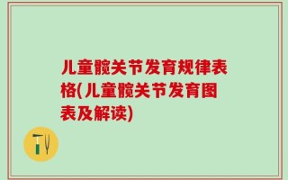 儿童髋关节发育规律表格(儿童髋关节发育图表及解读)