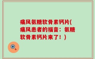 痛风氨糖软骨素钙片(痛风患者的福音：氨糖软骨素钙片来了！)