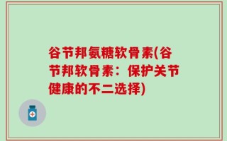 谷节邦氨糖软骨素(谷节邦软骨素：保护关节健康的不二选择)