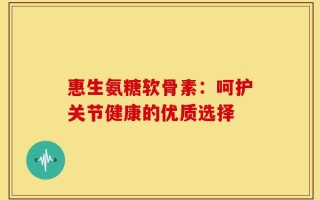 惠生氨糖软骨素：呵护关节健康的优质选择