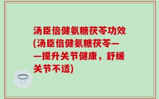 汤臣倍健氨糖茯苓功效(汤臣倍健氨糖茯苓——提升关节健康，舒缓关节不适)