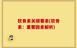 软骨素关键要素(软骨素：重要因素解析)