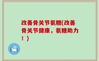改善骨关节氨糖(改善骨关节健康，氨糖助力！)