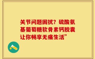 关节问题困扰？硫酸氨基葡萄糖软骨素钙胶囊让你畅享无痛生活”
