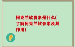 柯克兰软骨素是什么(了解柯克兰软骨素及其作用)