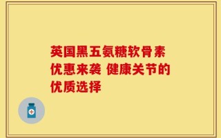 英国黑五氨糖软骨素 优惠来袭 健康关节的优质选择