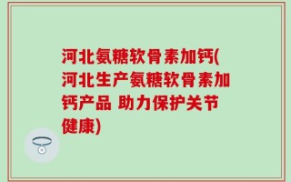 河北氨糖软骨素加钙(河北生产氨糖软骨素加钙产品 助力保护关节健康)