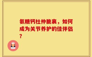 氨糖钙杜仲脆襄，如何成为关节养护的佳伴侣？