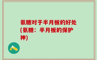氨糖对于半月板的好处(氨糖：半月板的保护神)