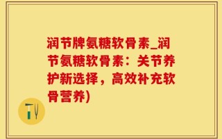 润节牌氨糖软骨素_润节氨糖软骨素：关节养护新选择，高效补充软骨营养)