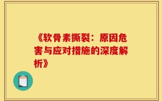 《软骨素撕裂：原因危害与应对措施的深度解析》
