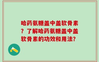 哈药氨糖盖中盖软骨素？了解哈药氨糖盖中盖软骨素的功效和用法？