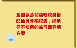 盐酸氨基葡萄糖胶囊搭配仙灵骨葆胶囊，揭示你不知道的关节保养新方案