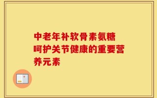中老年补软骨素氨糖 呵护关节健康的重要营养元素