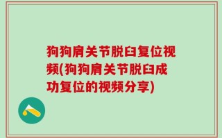 狗狗肩关节脱臼复位视频(狗狗肩关节脱臼成功复位的视频分享)