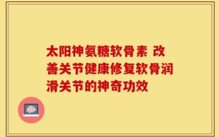 太阳神氨糖软骨素 改善关节健康修复软骨润滑关节的神奇功效