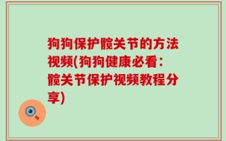 狗狗保护髋关节的方法视频(狗狗健康必看：髋关节保护视频教程分享)