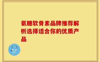 氨糖软骨素品牌推荐解析选择适合你的优质产品