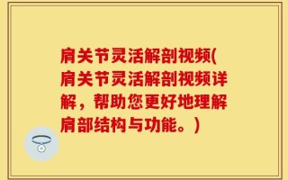肩关节灵活解剖视频(肩关节灵活解剖视频详解，帮助您更好地理解肩部结构与功能。)