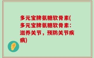 多元宝牌氨糖软骨素(多元宝牌氨糖软骨素：滋养关节，预防关节疾病)