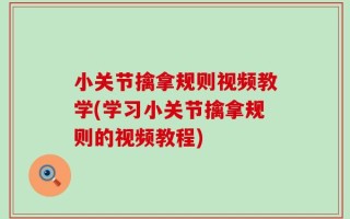 小关节擒拿规则视频教学(学习小关节擒拿规则的视频教程)