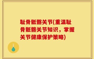 耻骨骶髂关节(重温耻骨骶髂关节知识，掌握关节健康保护策略)