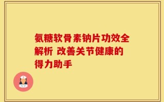 氨糖软骨素钠片功效全解析 改善关节健康的得力助手